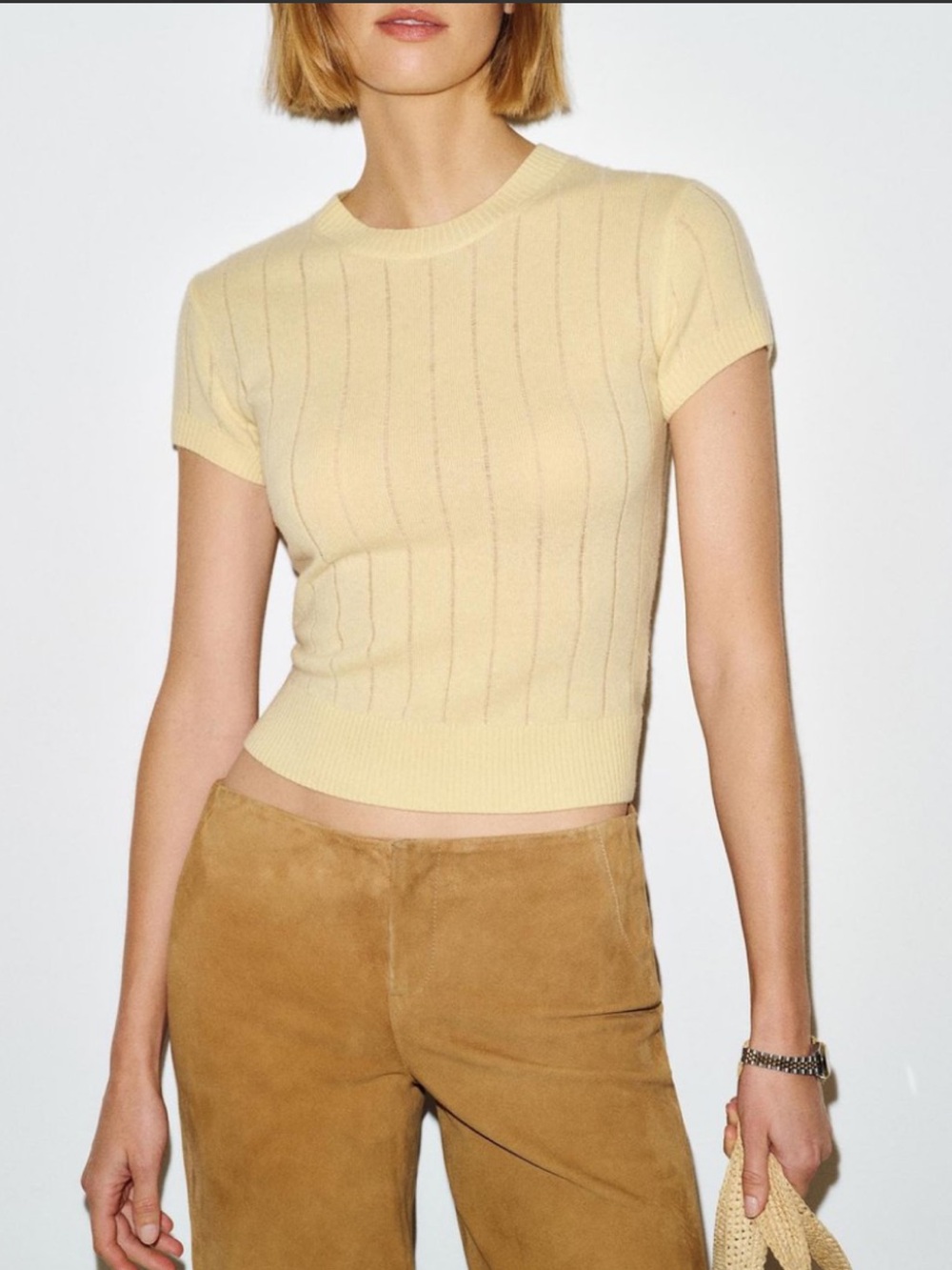 NWT • Reformation ribbed Darcy cashmere tee in pineapple